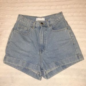 High Waisted Light Wash Denim Shorts